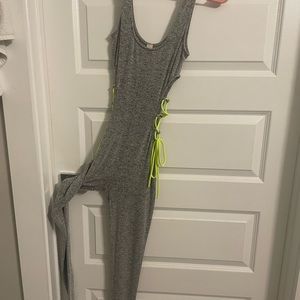 Gray and lime green jumpsuit